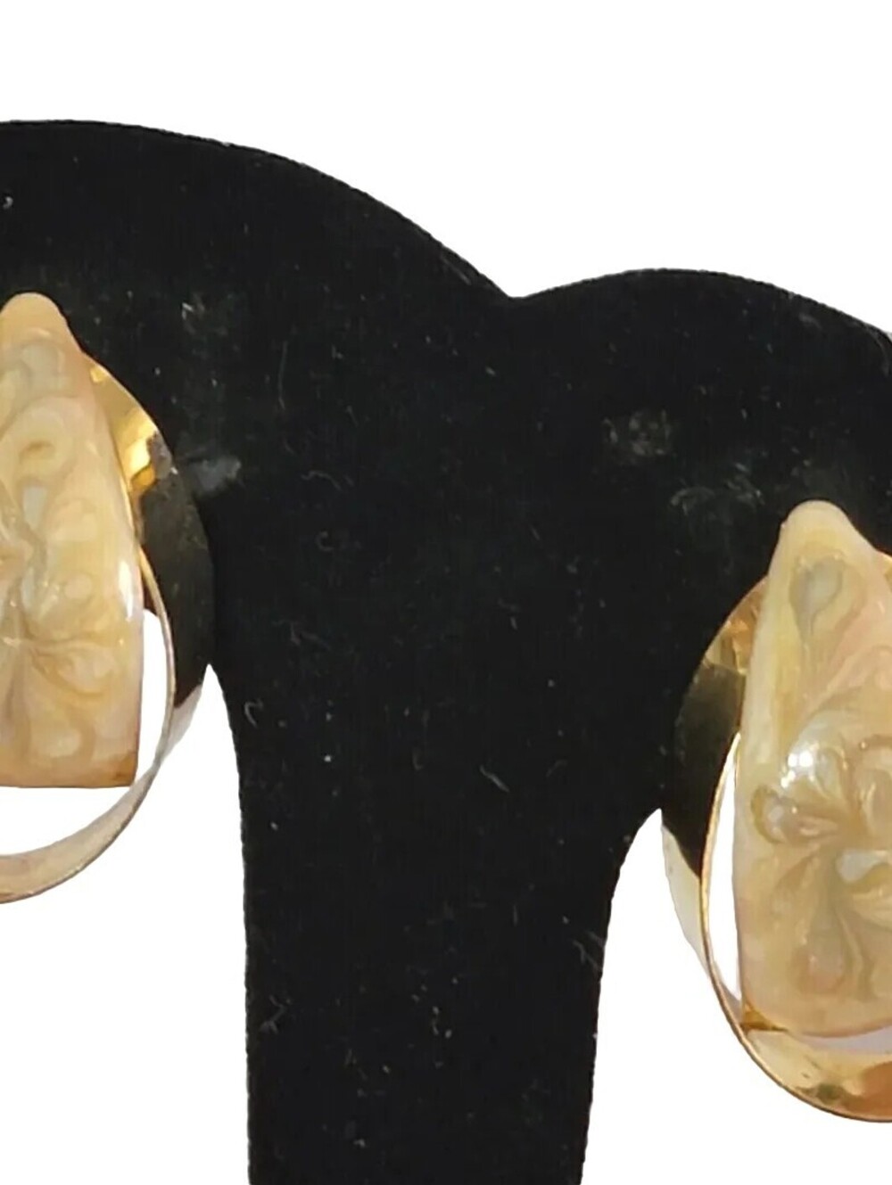 Vintage Enamel Pierced Earrings Double Hoops Long Gold-tone 1980s Retro gp-78